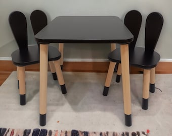 Ensemble mini table et chaise en bois moderne fait main pour enfant | ensemble de chaises de table en bois Perfect Kids | Ensemble de bureau et chaise de bébé pour enfants