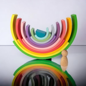 Holz Stapel Spielzeug-Waldorf Holz Regenbogen Stacker Spielzeug Grimms-Nesting Arches-Montessori Regenbogen Stapeln Offenes Spielzeug-Pädagogik Puzzle