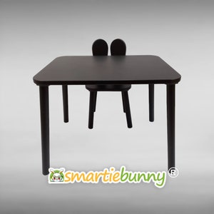 Black Wooden Kids Table and Chair Set for Babyboss-montessori Table and ...