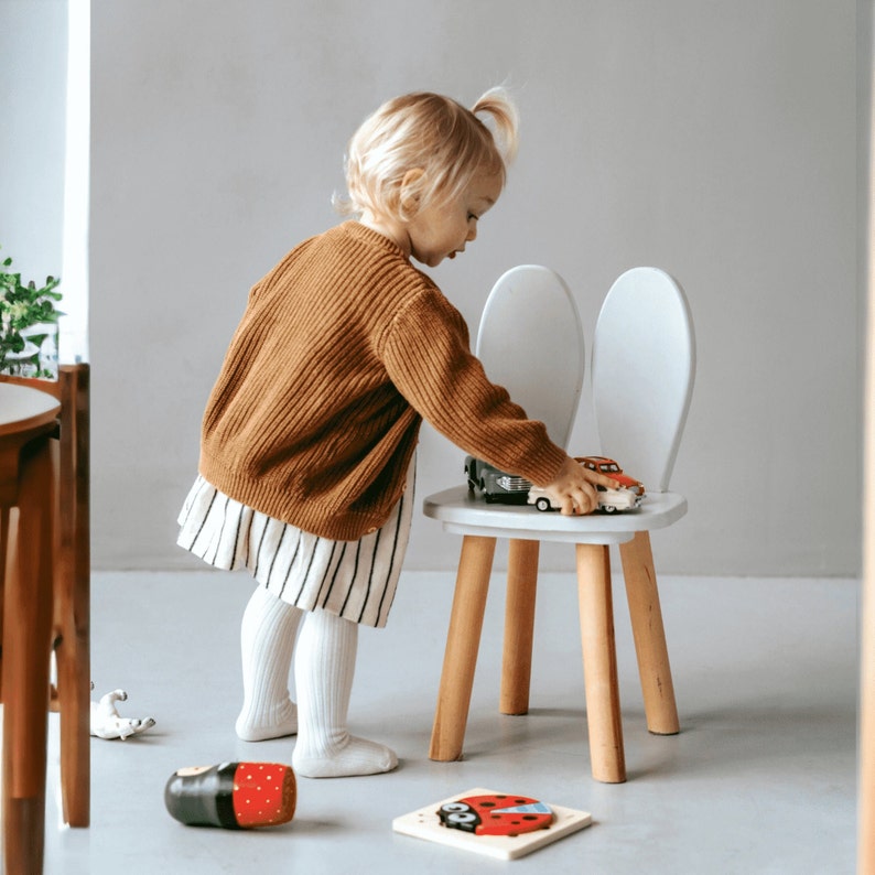 Smartie-Bunny Chair, Wooden Kids Table And Chair Set, Wooden Table, Wooden Chair For Kids, Montessori Table And Chair, Wooden Activity Table White