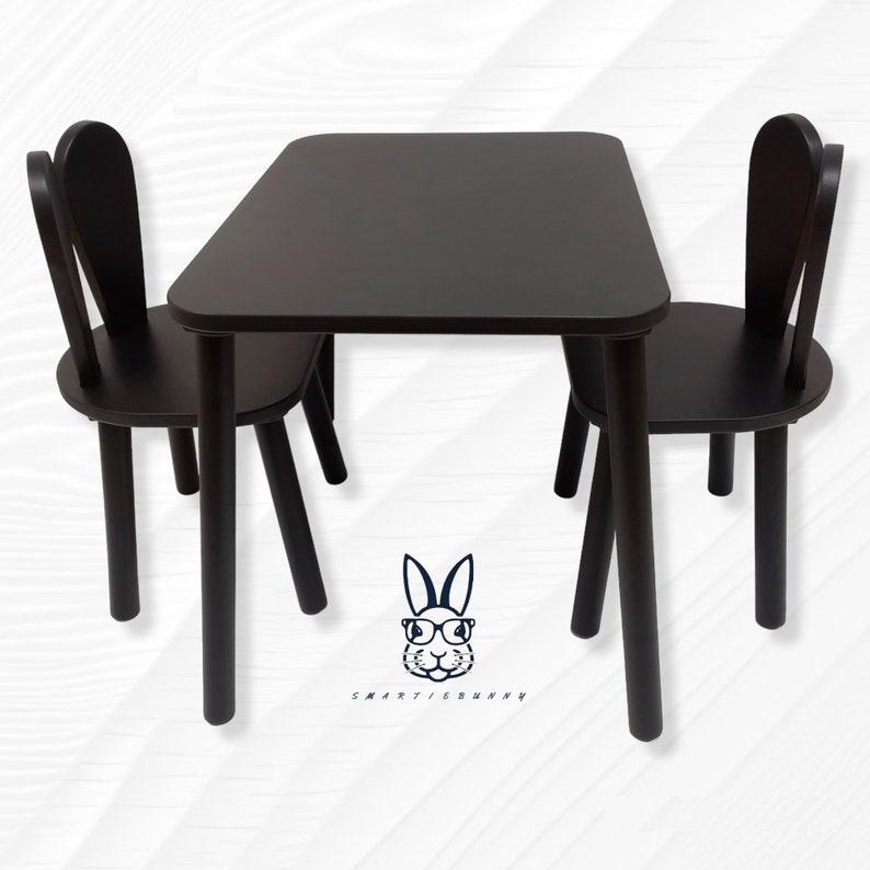 Smartie-Bunny wooden table and chair set is produced from first quality wood, materials used in this Montessori table and chair set are suitable for children use.