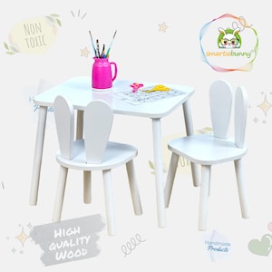 Toddler Table and Chair Set | Wooden Children Furniture | Neutral Baby Table with kids Chair | Montessori Style baby furniture |Gift for kid