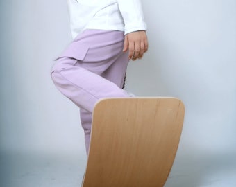 Tabla de equilibrio de madera Waldorf natural para niños y niños pequeños, juguete de oscilación de madera para practicar, yoga curvy mejor tabla de equilibrio, madera balancín para niños