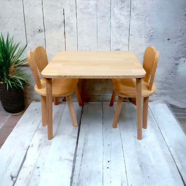 Ensemble table et chaises pour tout-petits-Table et chaise en bois pour enfants,Chaise lapin,Table en bois pour enfants,Table et chaise Montessori,Table d'activités