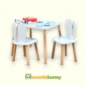 Sensory Wooden Kids Table with 2 Chairs — Small Children&#39;s Table for Toddlers and Preschoolers — Playroom Furniture