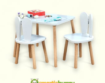 Kindermöbelset - Kindertischstühle - Kindertischset - Sensorischer Babytisch aus Holz - Kleiner Kindertisch mit Stühlen - Stuhl für Kinder