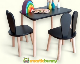 Ensemble de meubles pour enfants - Table pour enfants avec 2 chaises - Ensemble de table pour enfants - Table bébé sensorielle en bois - Petite table pour enfants avec chaises - Chaise pour enfants