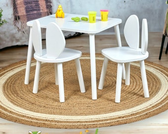 Table et chaises pour enfants en bois-Mobilier Montessori-Table d'activités-Table en bois-Table et chaise Montessori -Meubles pour enfants-Table pour tout-petits