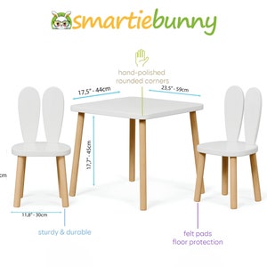 Chaise Smartie-Bunny, ensemble table et chaises en bois pour enfants, table en bois, chaise en bois pour enfants, table et chaise Montessori, table d'activités en bois image 9