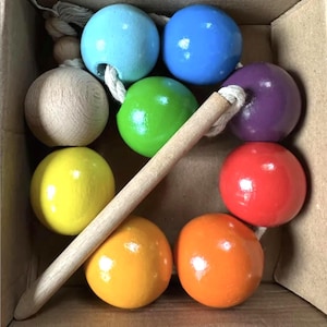 Wooden Lacing toddler learning Toy, rainbow sorting custom Toddler gift, threading toy wooden-Montessori Kids open ended travel toys ideas