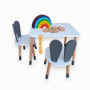 Kids Table With 2 Chairs For Children&#39;s Room Furniture, Children Desk Chair Set Made Of High Quality MDF and Beech Wood, Safe And Non-toxic