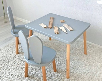 Holz-Montessori Tisch und Stühle für Kinder-Baby Stuhl-Holz Kinder Tisch und Stuhl Set-Aktivität Tisch-Kaninchen Stuhl-Toodler Geschenk