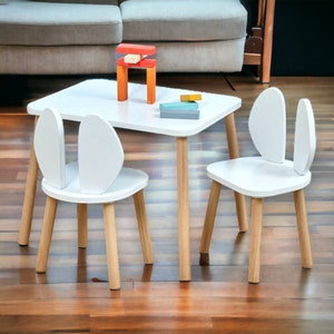 Montessori Kids Table and Chair Set: Solid Wood Activity Table