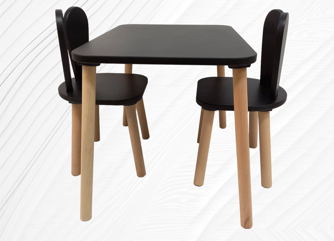 Handmade Wooden Bunny Ear Kids Table and Chair Set: Montessori ...