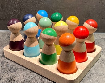 poupées de cheville en bois-grapat nins-matériaux montessori-jouets waldorf-jouets ouverts-puzzle éducatif-modèle de poupée de cheville en bois, modèles de gnome de cheville-