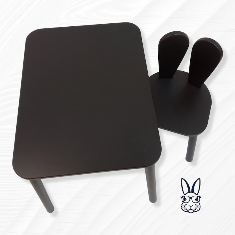 Smartie-Bunny wooden table and chair set is produced from first quality wood, materials used in this Montessori table and chair set are suitable for children use.