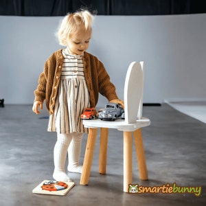 Smartie-Bunny Chair, Wooden Kids Table And Chair Set, Wooden Table, Wooden Chair For Kids, Montessori Table And Chair, Wooden Activity Table image 7