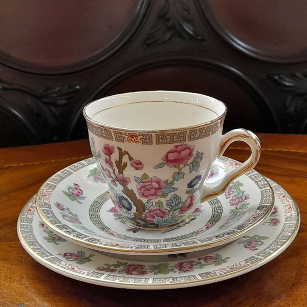 Arklow Pottery, Famel Rose Pattern or Indian Tree, Number 2428, Trio of Cup, Saucer and Plate