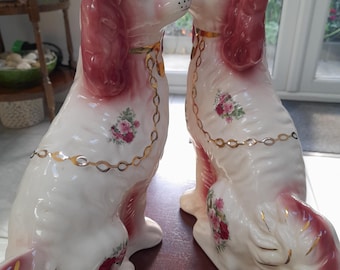 Staffordshire Style Mantel Dogs, Floral Design