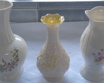 Irish Parian China Vases, Belleek, Donegal and Cré
