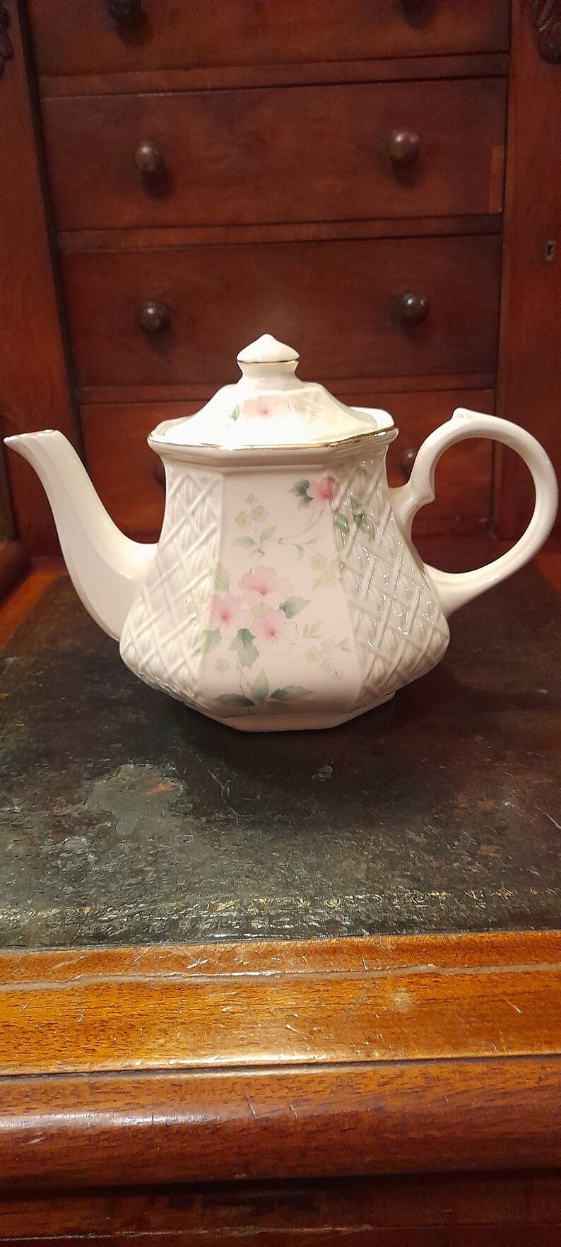 Vintage Sadler Pottery Floral Embossed Trellis Teapot and Jug Etsy