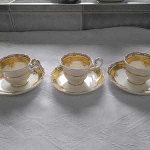 Coalport Pottery, 3 Cups and Saucers, Victorian Era