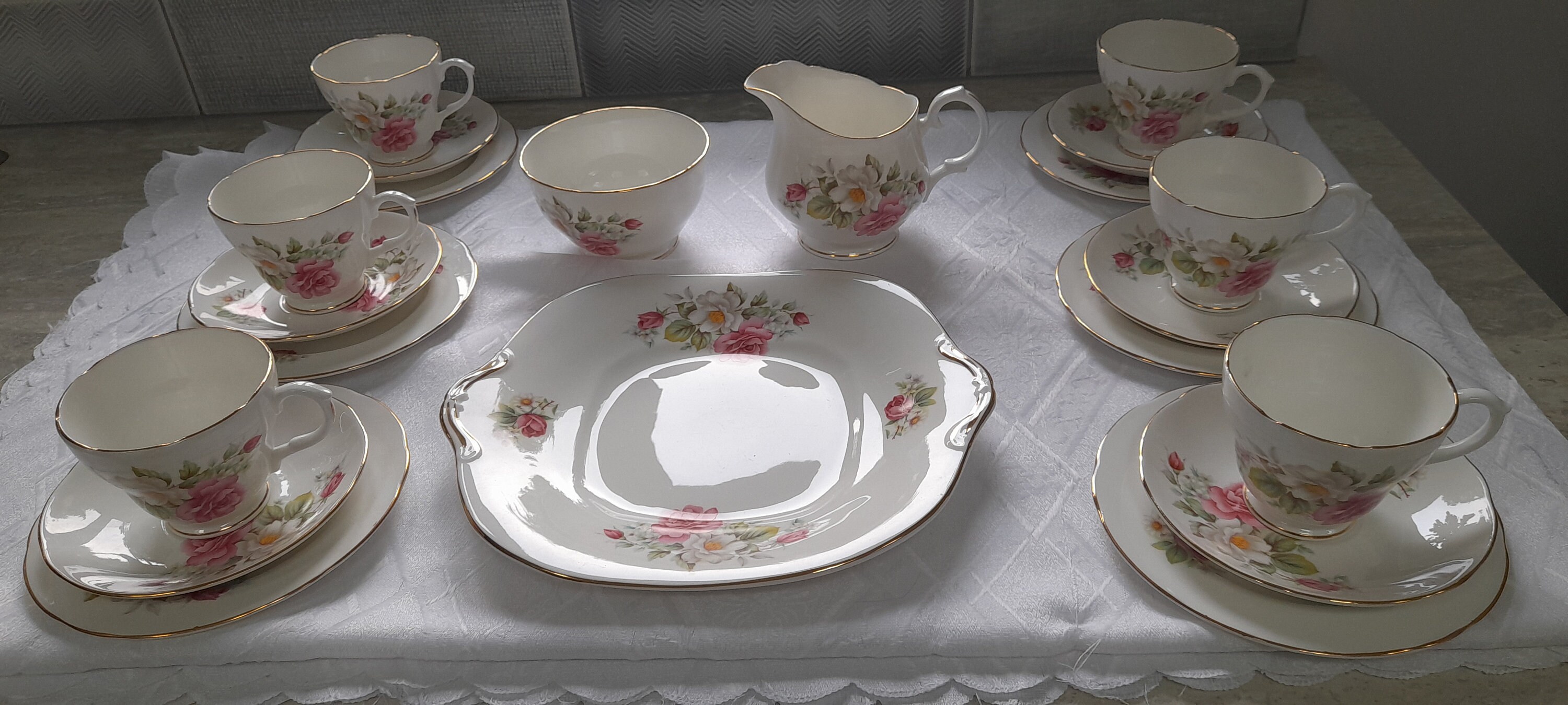 Harleigh Bone China Teaset, Floral Design, 21 Pieces Etsy