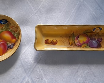 Aynsley Orchard Gold Rectangular Tray and Small Dish