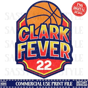 Fever 22 Caitlin Clark PNG Women&#39;s Basketball Player, Clark 22 Jersey Shirt, Basketball Fan Gift, Gameday, Dtf, Dtg, Sublimation