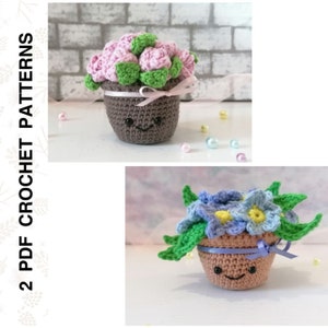 Schemi all'uncinetto Set Bouquet di fiori Rose e Nontiscordardime Amigurumi • PDF in inglese di Dutor