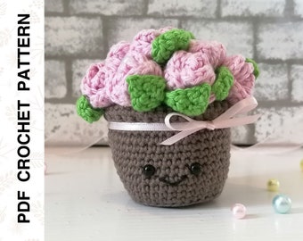 Crochet PATTERN Flower Bouquet Rose Plant Amigurumi • PDF in English by Dutor