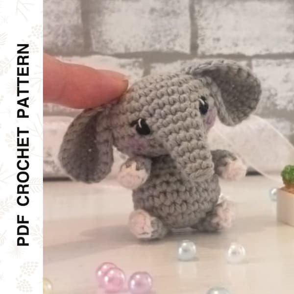 Crochet PATTERN Elephant Amigurumi Mini Lovey Stuffed Toy • PDF in English by Dutor