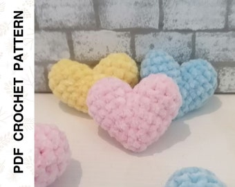 Crochet PATTERN No Sew Heart Plushie Valentines Easy Amigurumi • PDF in English by Dutor