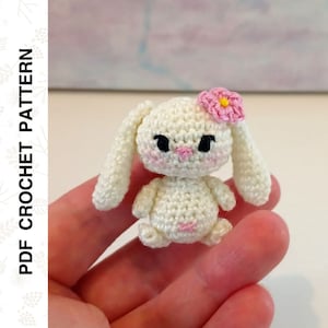 Crochet PATTERN Amigurumi Tiny Floppy Ear Bunny Micro Rabbit Mini Animal • PDF in English by Dutor