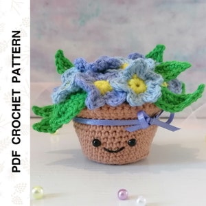 Crochet PATTERN Flower Bouquet Amigurumi Plant Pot Forget Me Not • PDF in English by Dutor
