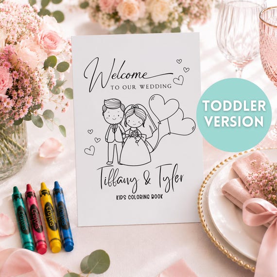 WEDDING Coloring Book, Wedding Kids Coloring Book, Wedding Coloring Book for Toddlers/Preschoolers, Personalized Coloring Book