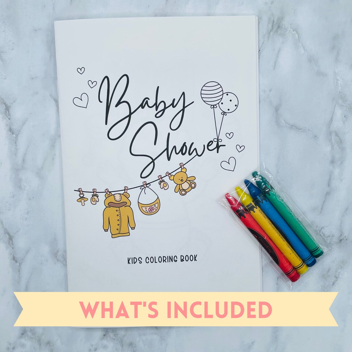 Baby Shower Coloring Book, Baby Shower Kids Coloring Book, Baby Shower