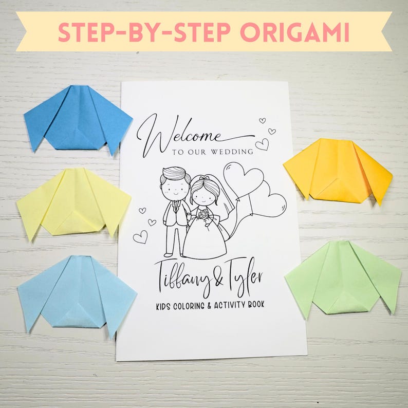 WEDDING Activity Book, Personalized Kids Activity Book, Kids Wedding Favor, Wedding Activity Book for Kids, Wedding Coloring Book, Origami image 5