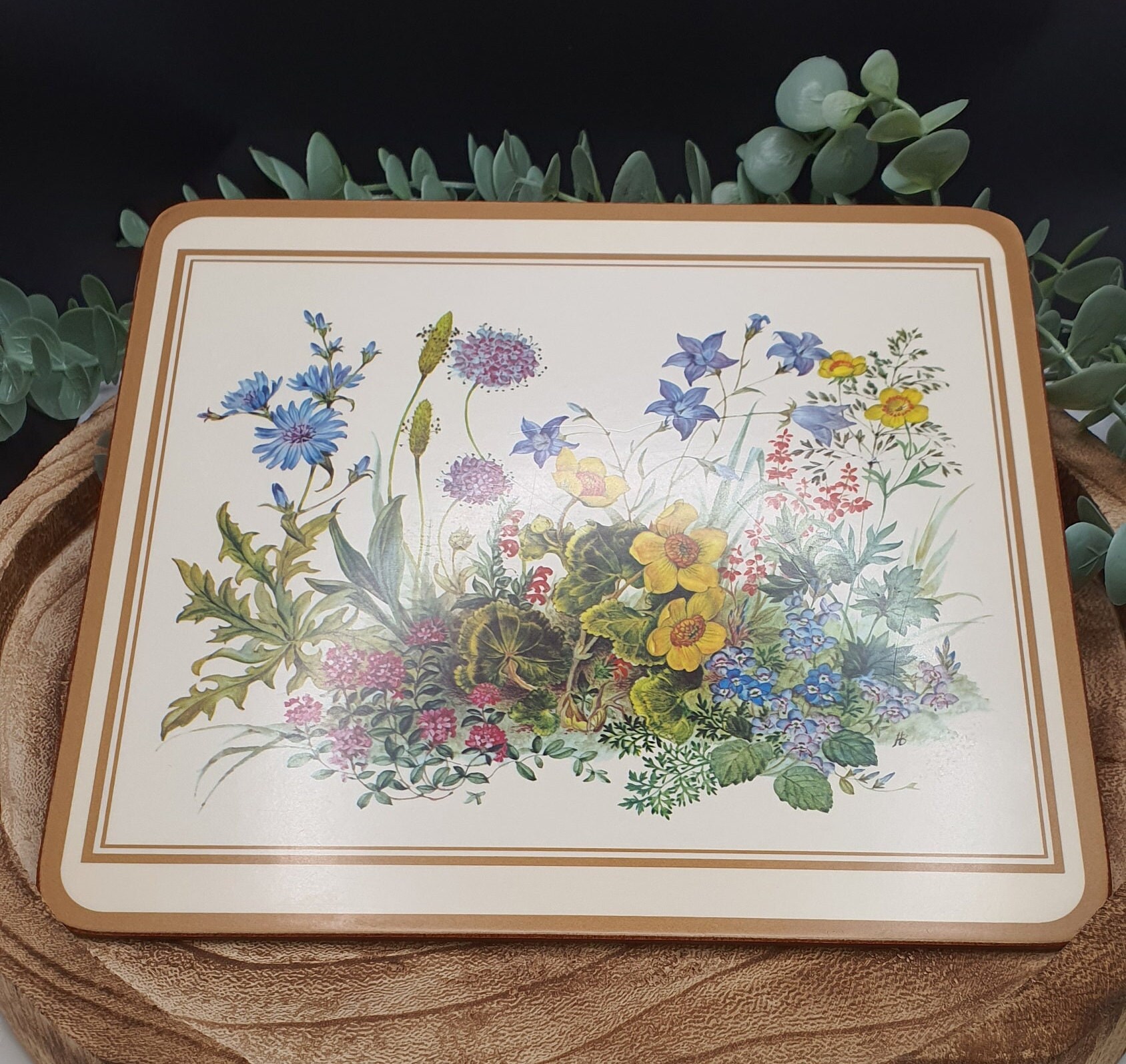 Set of Six Vintage Pimpernel Floral, English Garden/meadow Flowers Placemats/trivets With Cork