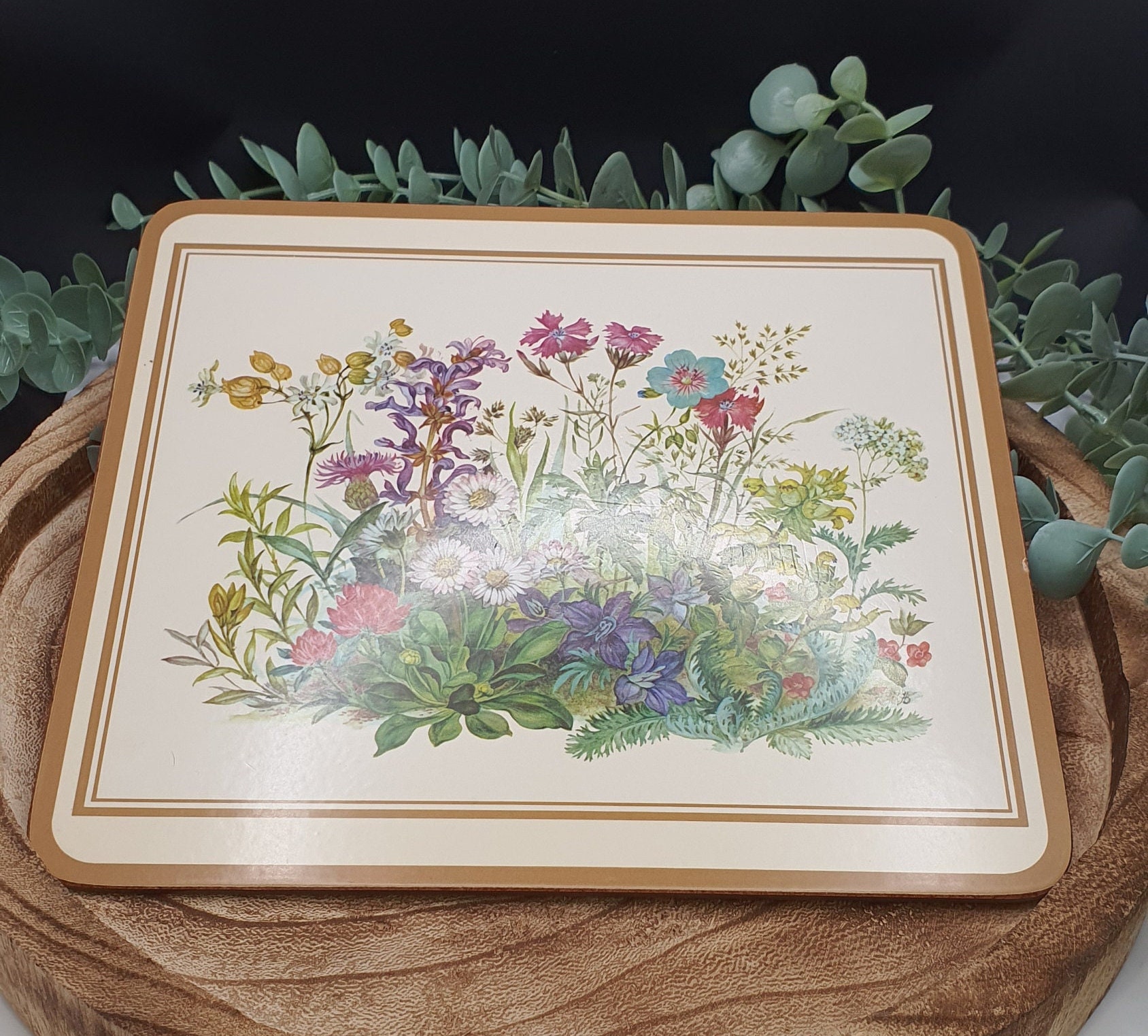 Set of Six Vintage Pimpernel Floral, English Garden/meadow Flowers Placemats/trivets With Cork