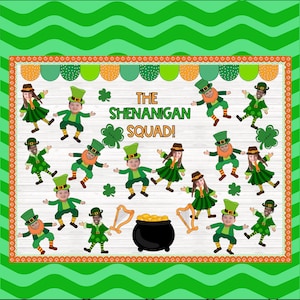 Leprechaun Bulletin Board Craft Activity | Cutest Bulletin Board | St. Patrick&#39;s Day Bulletin Board Kit | March Classroom Decor |Shenanigans