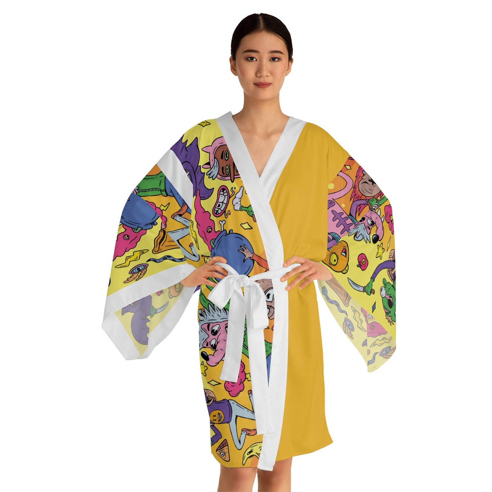 Personalized Kimono Robe the Crazy Jikos Illustration Etsy