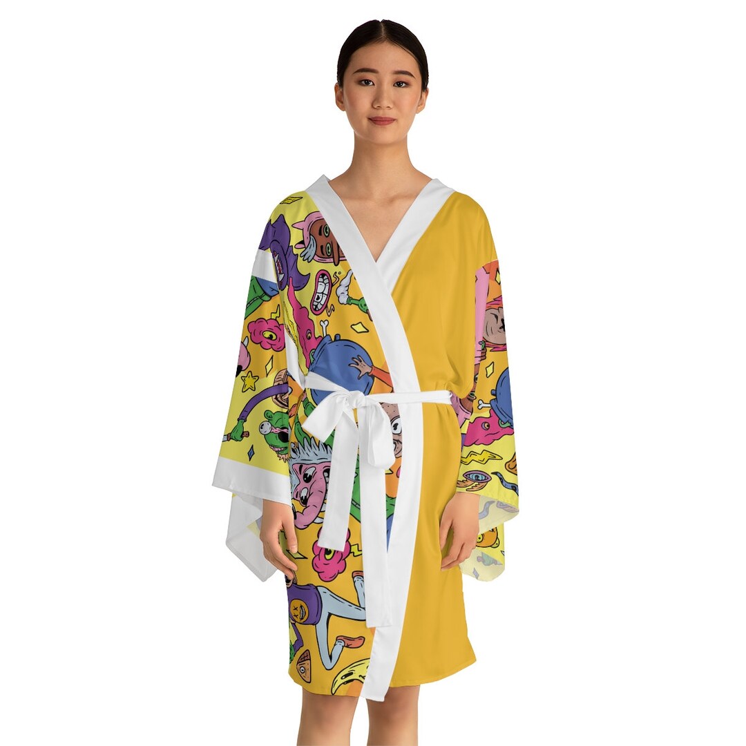 Personalized Kimono Robe the Crazy Jikos Illustration Etsy