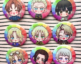 Hetalia Character 37mm Pin Badges