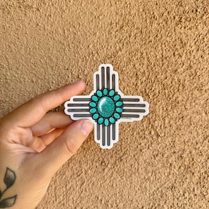 Zia sticker, New Mexico sticker, turquoise sticker, zia symbol