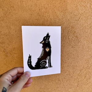 Carte postale d'art de coyote, carte du sud-ouest