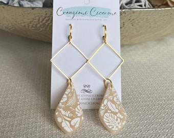 Leaf Earrings - Dangle - Lightweight - Hypoallergenic - Clay