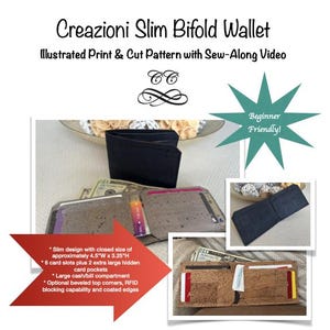 Patrón de billetera plegable delgada Creazioni - Patrón de billetera en PDF - Video de costura