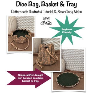 Dice Bag Pattern with Sew-Along Video - Shape Shifter D&D Dice Bag/Basket/Tray Tutorial
