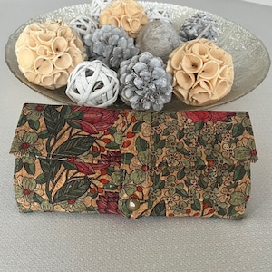 Cartera de joyería de viaje - Rollo de joyería de corcho floral